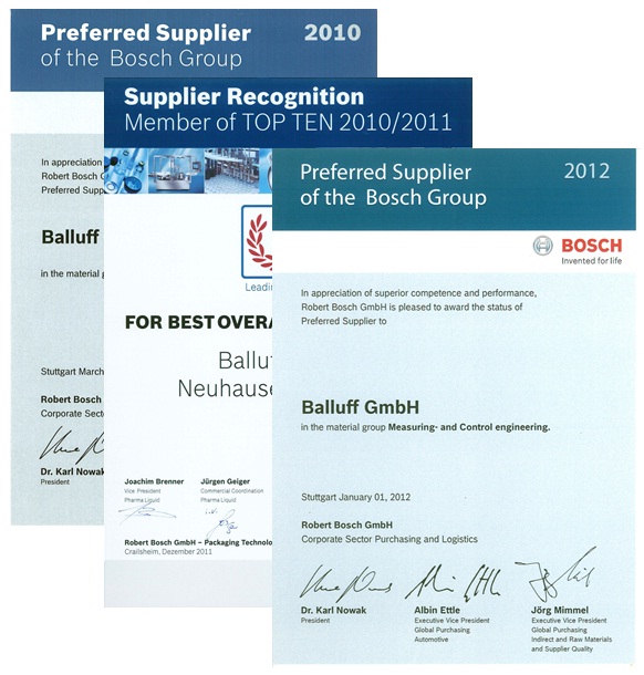 Balluff mottar tredje godkjennelse fra Bosch